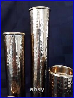 Regina Andrew Design Hammered Polished Brass Candle Holder/Bud Vase Set/5, NEW