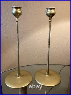 Robert Jarvie Delta Brass Candlesticks Pair-Mission Arts Crafts