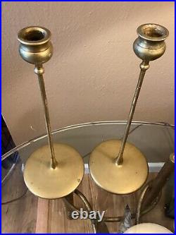 Robert Jarvie Delta Brass Candlesticks Pair-Mission Arts Crafts