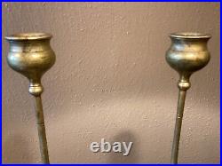 Robert Jarvie Delta Brass Candlesticks Pair-Mission Arts Crafts