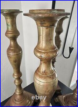 SET OF 2 Antique Vtg Cast Brass Candlesticks. Candle Holder. 18 Tall. Home Decor