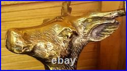 SOLID BRASS LARGE 19 TALL Stag Deer Antlers Candelabra Candle Holder BEAUTIFUL
