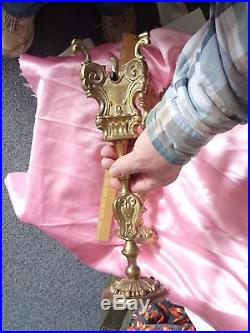 Solid Brass Vintage Ornate 14 3/4 Inch Candle Holders Set 2