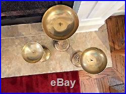 Stunning Antique Brass Lucite Candle Holders Hollywood Regency 1960's-70's