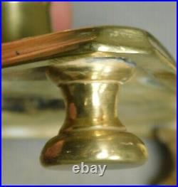 SWEET Pair 17th 18th Century Brass Candle Stick Holder Triangular Footed Spanish