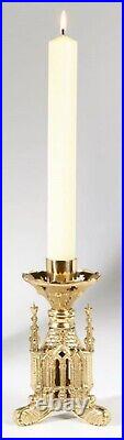 San Pietro Ornate Brass Altar Candlestick Holder for Church, 8 3/4 In N. G