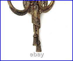 Sconce 2 Arm Pair Old Vintage Brass European Empire Style Ribbon Tassel Design