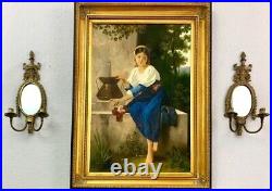 Sconces Vintage Pair Brass Wall Hanging Mirrored Candle Opera Holders Beautiful