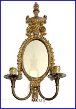 Sconces Vintage Pair Brass Wall Hanging Mirrored Candle Opera Holders Beautiful