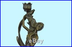 Sculpture Statue VINTAGE FRENCH EMPIRE BRASS KASSIN CANDLE HOLDER CANDE Bronze R