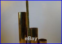 Set Cylindrical Brass Vases CandleSticks Illums Bolighus mid century Stelton era