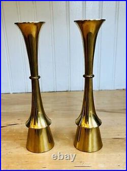 Set Of 2 Hyslop Mid-Century Solid Brass Taper CandlesticksDanish