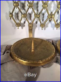 Set Of 2 Vintage Early Century Brass Candle Stick Wall Mount Art Deco AUSTRIA