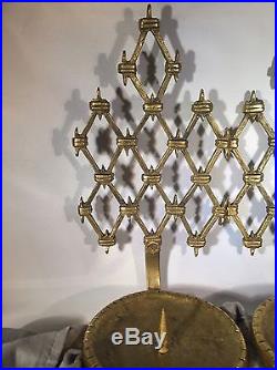 Set Of 2 Vintage Early Century Brass Candle Stick Wall Mount Art Deco AUSTRIA
