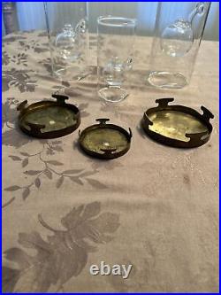 Set Of 3 Vintage Hand Blown Oil Candles With Original Brass Bases By Wolfard