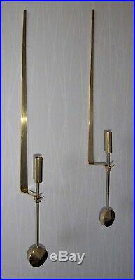 Set Of Two Pendel Wall Candle Holders / Brass Skultuna Pierre Forsell
