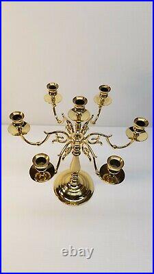 Set Of Two Vintage Baldwin USA 7 Candle 6 Arm Brass 16 Candelabra Candle Holder