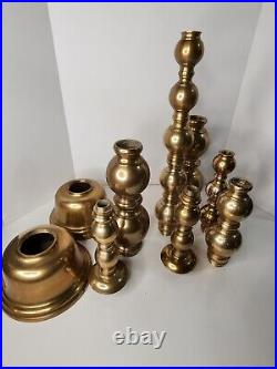 Set Vintage Solid Brass Candlesticks 36.5 Tall Huge Floor Prayer Candle Holders