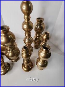 Set Vintage Solid Brass Candlesticks 36.5 Tall Huge Floor Prayer Candle Holders