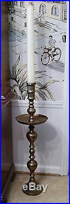 Set of 2 vintage 36 Tall Brass Candle Holders Hand Carved Church Wedding Home