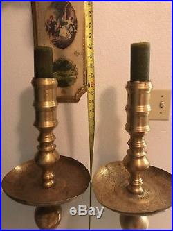 Set of 2 vintage 48 Tall Brass Candle Holders Hand Carved Church Wedding Home