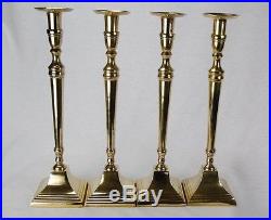 Set of 4 Matching Tall Brass Candlesticks