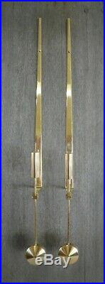 Signed Swedish Pair Skultuna Pierre Forsell Wall Sconce Pendulum Candleholders