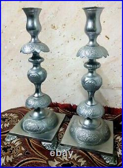 Silver Pair Plated Candlesticks Vintage Candle Candlestick 2 Tall Holder Ornate