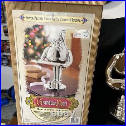 Silver-Plated Brass Santa Candle Holder