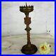Small Candle Holder Candlestick Church Altar Twisted Stem Shield Brass Religious