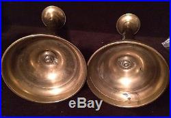 Socket Push-up 18thC Brass Candle Holders Candlesticks NOT CAST