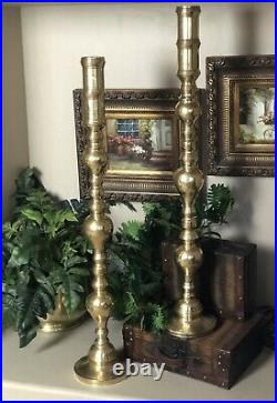 Solid Brass Candle Holders Floor Alter 39 Wedding Heavy Large Candlesticks 2
