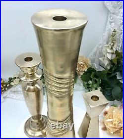 Solid Brass Candle Holders Mid Century Modern Candlesticks Set of 3