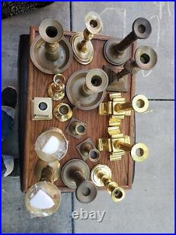 Solid Brass Candle Sticks Holders Lot of 16