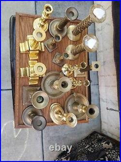 Solid Brass Candle Sticks Holders Lot of 16