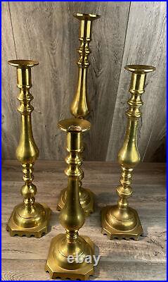 Solid Brass Candlestick Candle Holders Lot of 4 Wedding Vintage Up to 26 inch