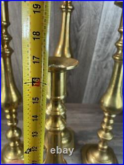 Solid Brass Candlestick Candle Holders Lot of 4 Wedding Vintage Up to 26 inch