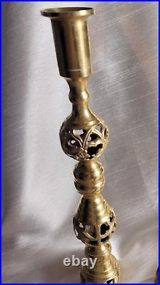 Solid Brass Candlesticks Set of 3 Filigree Floral Design Xtra Large 15 Tall