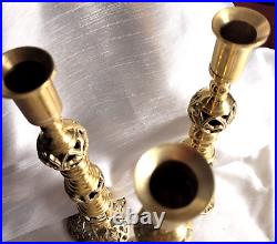 Solid Brass Candlesticks Set of 3 Filigree Floral Design Xtra Large 15 Tall
