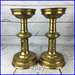 Solid Brass Candlesticks Vtg Pedestal Candle Holders Weddings Pillar Baluster