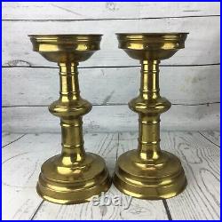 Solid Brass Candlesticks Vtg Pedestal Candle Holders Weddings Pillar Baluster