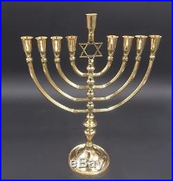 Solid Brass Copper XL 14 Hanukkah Menorah Candle Holder Israel Hanukia Judaica