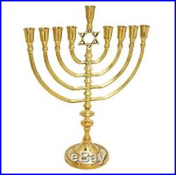 Solid Brass Copper XL 14 Hanukkah Menorah Candle Holder Israel Hanukia Judaica