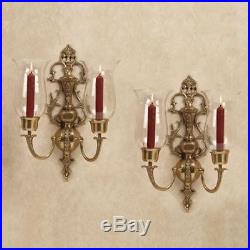 Solid Brass Double Arm Hurricane Candle Stick Holder Wall Sconce Candelabra