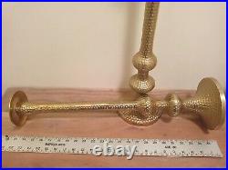 Solid Brass Hammered Bohemian Decor 23 Candlestick Pair