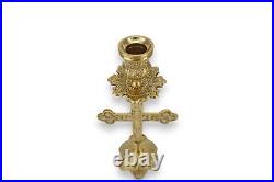 Solid Cross Shape Brass Candle Holder Orthodox Candlestick