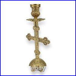 Solid Cross Shape Brass Candle Holder Orthodox Candlestick