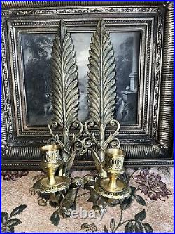 Solid brass Feather shaped wall sconce candle holder set of 2 made in India