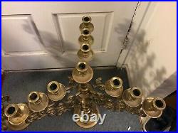 Spectacular Pair Of Brass 10 Light Candelabra 28 Tall Over 23 Pounds Each