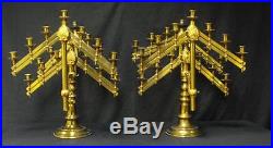 Spectacular Pair of 19th Century Solid Brass Candelabras Dated 1883 & 1893! WOW